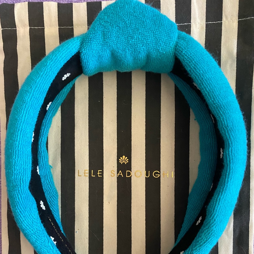 Lele Sadoughi blue terry headband